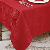 Romanstile rote Tischdecke Weihnachten abwaschbar 140x180 cm Jacquard Festliche Tischdecken,Vintage Barock Design Table Cloth,Tischtuch,Weihnachts Tischdeko für Christmas,Abendessen,Garten,Küche,Feier
