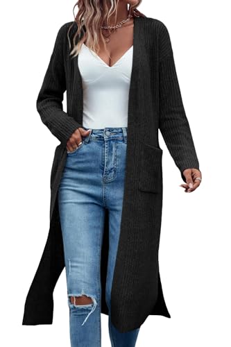 Image of Danedvi Long Cardigan Sweaters Women Trendy Open Front Coat with Pockets