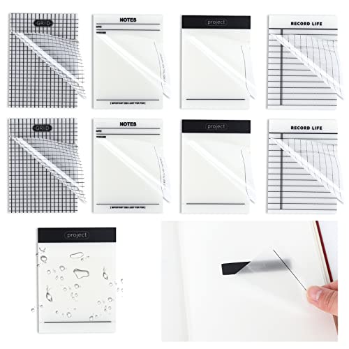 8 Pack 400Pcs Clear Transparent Sticky Notes See Through Waterproof Self-Stick, Message Notes Tabs Reusable Note Pads Tracing Paper Sticky Notes, Suitable for Studying Writing School Offices