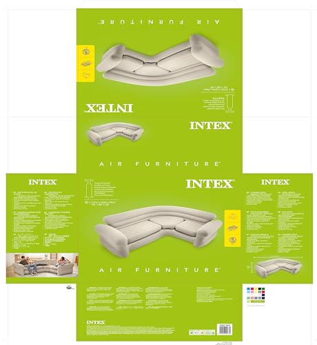 Intex Inflatable waterproof flocked top surface Corner Living Room Air Mattress, Sectional Sofa Couch for any rec room, game room, or dorm room 257 x 203 x 76 CM - Beige - Image 8
