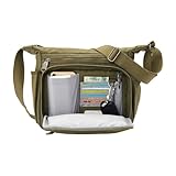 Canvas Crossbody Bag for Men Women, Sling Shoulder Messenger Bag, All-Purpose Daypack, Unisex, Daily Use, Water Resistant, fit for 13 Inch Macbook Pro Air, 12.9 inch iPad Pro, Army Green