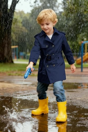 Image of Betusline Boys Waterproof Trench Coat Double Breasted Classic Belted Outwear Jacket Dress Coats
