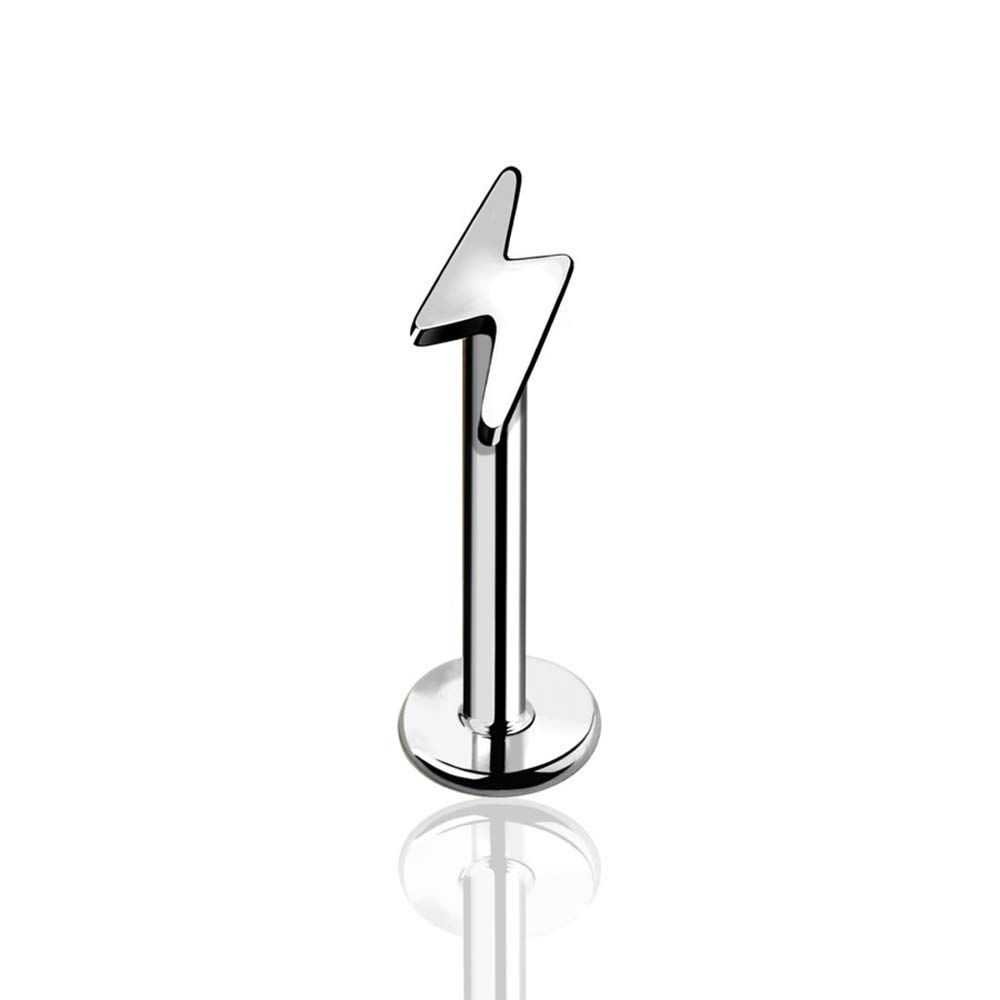 BlackAmazement 316L Acero Inoxidable Labret Pendientes Tragus Helix Monroe Piercing Rayo Thunderbolt Plata Oro Negro Mujer Hombre