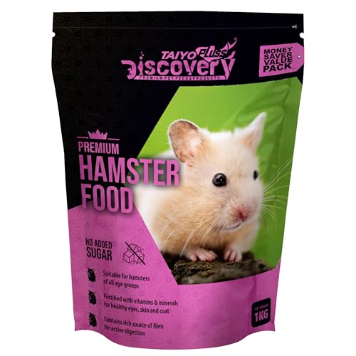 Image of Taiyo Pluss Discovery Hamster Food - 1 kg Pouch | High Fibre Pelleted Sticks with Alfalfa for Growth | Complete Nutrition for Hamsters | Supports Strong Bones & Teeth