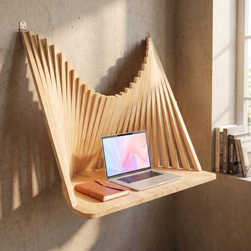 Établi polyvalent rabattable en bois suspendu compact