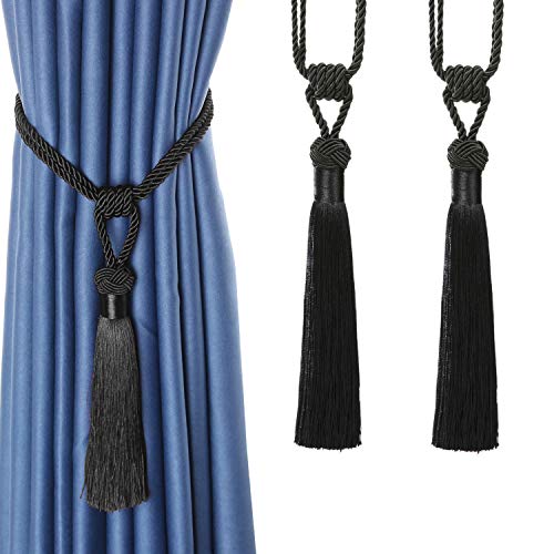 BEL AVENIR 2 Pack Curtain Tiebacks Hand-Woven Tassels Holdbacks