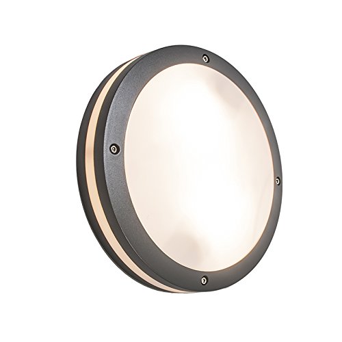 Qazqa - Modern Außen Wand- und Außen Deckenleuchte I Deckenlampe I Lampe I Leuchte Dunkelgrau 2-flammig IP54 - Glow I Außenbeleuchtung - Metall...