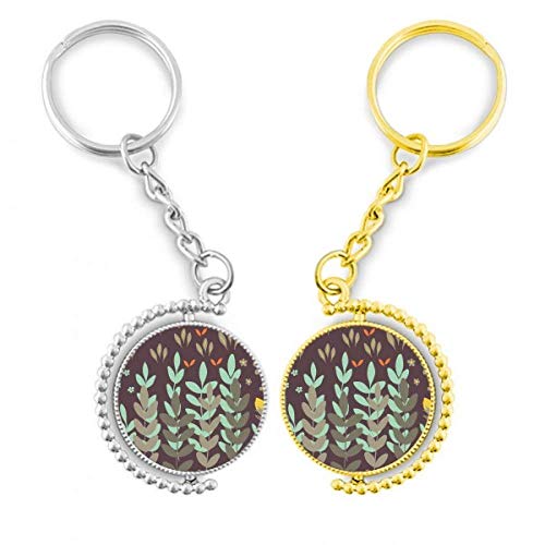 Anneau métal doré porte-clés robuste contre perte motif fleur vert