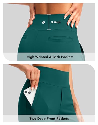 Image of SANTINY Women's 9 inch High Waisted Bermuda Shorts with 4 Pockets Knee Length Long Shorts for Women Workout Athletic Casual