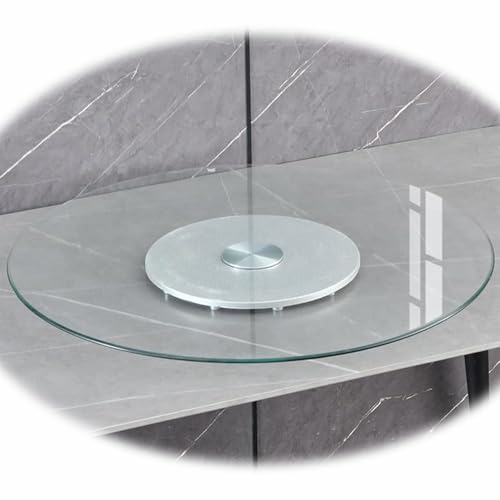 BBERHFNFZK 50cm Plato Giratorio De Vidrio Templado Lazy Susan Bandeja De Servicio De Mesa 100cm 80cm Bandeja Giratoria Para Mesa De Comedor 90cm 70cm Plato Para Servir, Base Giratoria Manual(80cm/32in