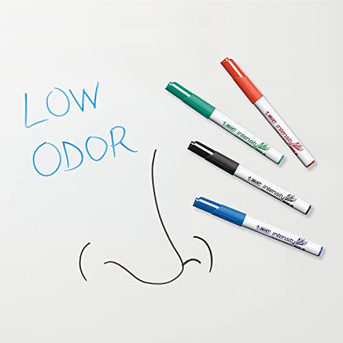 BIC Intensity Black Low Odor Dry Erase Markers, Fine Tip, 12-Count Pack of Erasable Markers With Low-Odor Ink for a Pleasant Writing Experience