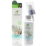 TROPICANA Virgin Coconut Oil Leave-In Hair Oil Anti-Frizz Serum for All Hair Types 2.36 fl. oz / 70 ml Non-Sticky Not Greasy Hair Oil for Soft Smooth Hair Paraben-Free