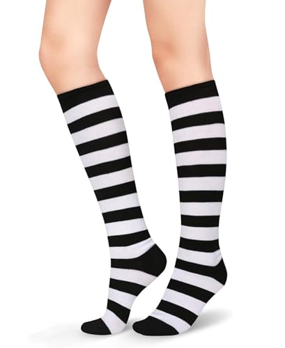 Image of Athletic Knee High Socks Stripe Running Baseball Thigh High Stockings Outdoor Sport Tube Socks