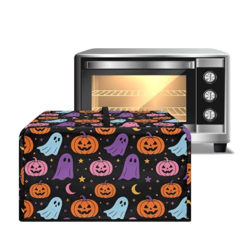 Image of Microwave Cover Air Fryer Toaster Oven Dust Cover Halloween Countertop Convection Oven Protector Kitchen Appliance Decor, S, Cute Ghost Pumpkin Star Moon