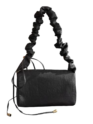 Sac en soie noir HangErFeng, pochette plissée artisanale de luxe 154