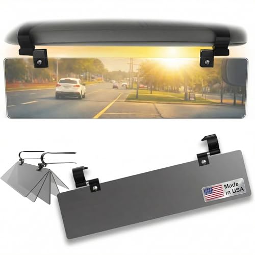 Glare Guard Professional-Grade Polarized Sun Visor Extender – Anti-Glare Sun Glare Blocker for Car Windshields, Adjustable Clip-On UV400 Tinted Visor Extension for Cars, Trucks & SUVs