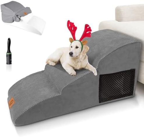 Hundetreppe 3 Stufen - Weiche Treppe Für Kleine Hunde & Katzen Bis 25kg