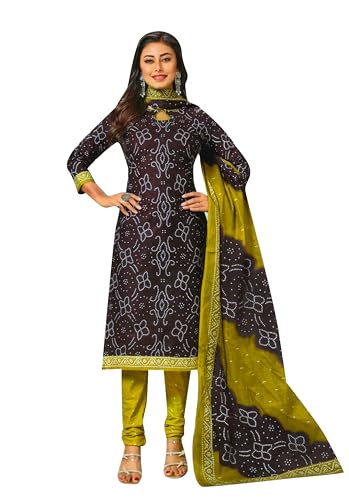 ladyline Salwar Kameez stampato stile Bandhani 100% cotone | Kurta