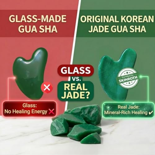 Image of Korean Jade Roller & Gua Sha Set | Anti-Aging Facial Roller | Original Guasha Stone From Korea | Beauty Massager For Slim V-Shape Face & Jawline Making Tool (Green)