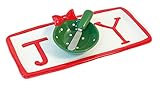 Boston International Christmas Ceramic Serving Plate with Bowl and Spreader, 13.5 x 6.5-Inches, Joy