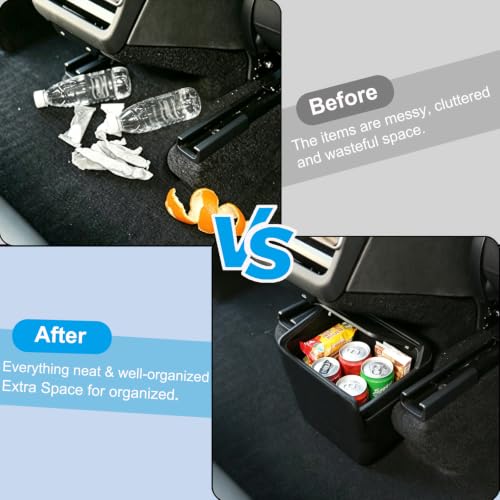 Image of Rear Trash Can Bin for Tesla Model Y Juniper 2026 2025 Accessories | Center Console Organizer with Press Open Design, Backseat Storage Box Garbage Bin for Model Y Juniper 2026