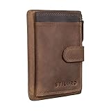 STILORD 'Garrett' Porte-Carte avec Porte Clé en Cuir Mini Portefeuille pour Homme Femme avec Protection RFID et NFC Porte-Monnaie Cuir Véritable, Couleur:Marron Moyen