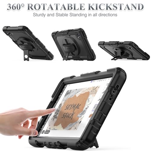 SEYMAC stock Case for Samsung Galaxy Tab A11 8.7'', Full-Body Drop Protection Case with Screen Protector Pencil Holder [360° Rotating Hand Strap] &Stand, Black by SEYMAC stock - Image 6