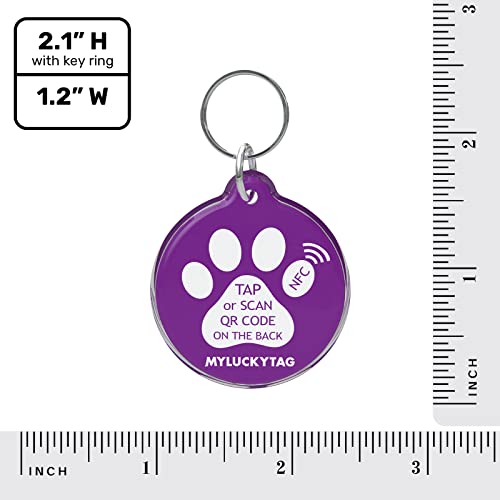 MYLUCKYTAG NFC & QR Code Smart Pet ID Tag Personalisierte Hund-Katze-Tag, Online-Haustier-Profil, Haustier Standort Alert E-Mail, Digital Pet Tag, Quiet Pet Tag, Durable Pet ID, Hundehalsband Tag