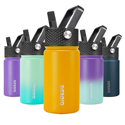 Image of BJPKPK Insulated Water Bottle, 15oz Stainless Steel with Straw Lid