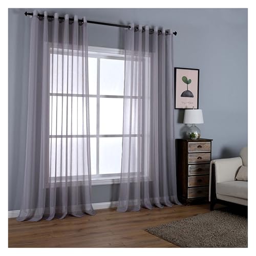 Juego de 2 paneles de cortina transparentes para ventana, ojales para filtrar la luz para decoración del hogar
