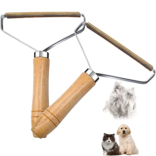 XOPOZON Rasoir Anti Bouloche Manuel, Portable Décapant de Peluches, Double Face Mini Nettoyeur Réutilisable Rasoir pour Vêtements Carpet Canapé et Brosse Anti Poils Animal (Wood Color 2pcs)