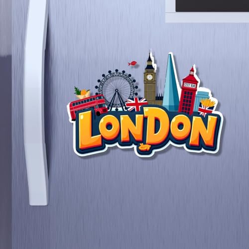 Image of Zesta Wooden Fridge Magnets Set | Refrigerator Decor Magnets for Kitchen | India Souvenir Fridge Magnet Collection | Wooden Magnet for Fridge Door Decoration (London)
