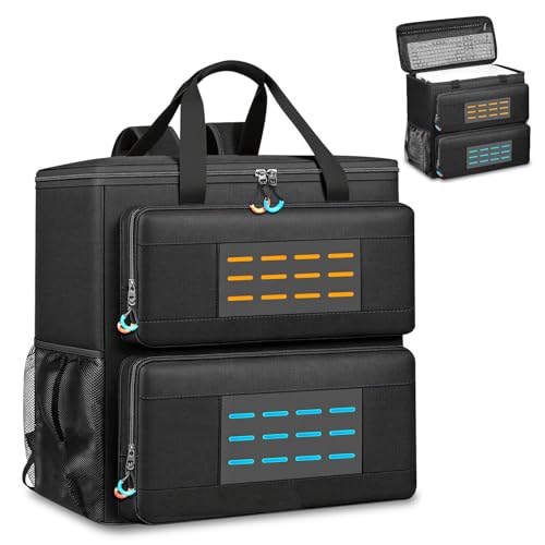 BVOMVEN Computer Desktop Tower Carrying Case with Padded Protection & Multiple Pockets, Gaming Computer Backpack Holds CPU Mainframe, Keyboard, Mouse, Cables and Accessories