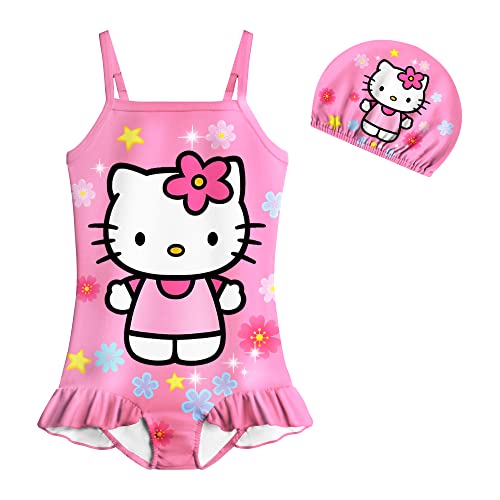 Girls Cartoon One Piece Swimsuits Summer Swimming Bathing Set Swimwear Set Toddler Little Kids Birthday