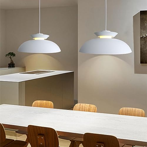 Lámpara colgante blanca de techo con cúpula de metal de 35 cm para comedor 6