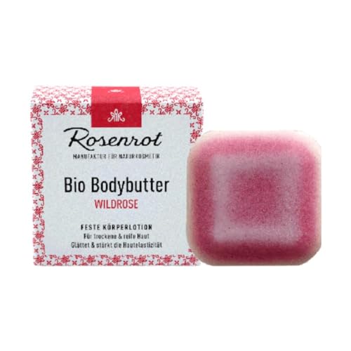 Rosenrot Naturkosmetik - Bio Bodybutter - Wildrose - 70g - Für trockene & reife Haut - Glättet & stärkt die Hautelastizität