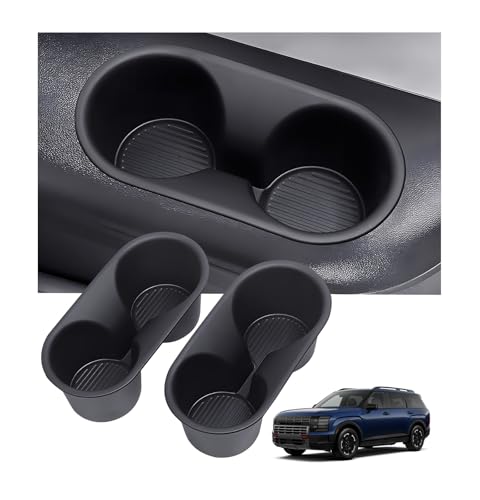 Image of Third Row Cup Holder Inserts for Hyundai Palisade, Center Console Interior Accessories TPE Car Cup Holders Covers Protector for 2026 Palisade, Black