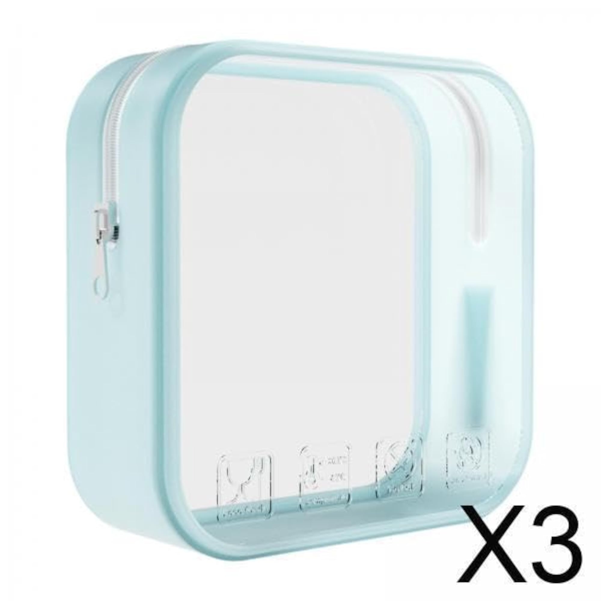 3xSilicone Cosmetic Bag with Zipper for Gym Travel