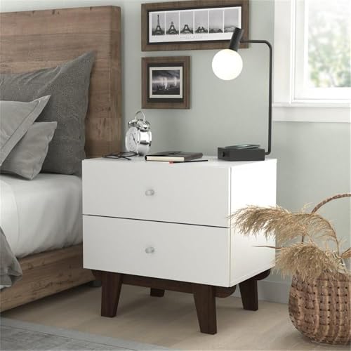 Hillsdale Kincaid 2-Drawer Modern Wood Nightstand in Matte White - Thumbnail 2
