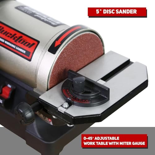 Bucktool 1x30 Inch Bench Belt Sander with 5 Inch Disc with Wrench Storage and Easy Belt Cover Off, 1/3HP Direct Drive Benchtop Belt Disc Sander thumbnail 6