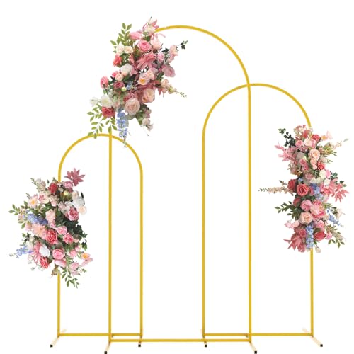 Bazen Wedding Arch Backdrop Stand 6FT 5FT 4FT Set of 3 Metal Arch Backdrop Stand for Birthday Party Wedding Ceremony Bridal Baby Shower Banquet Party Event Decor