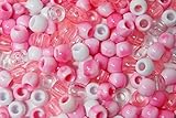 KOKO 180PC 10x12 mm Premium Wholesale Glitter Pony Beads, Multi-Colored Bracelet Cool Beads, Beads for Hair Braids, Beads for Kids Crafts, Plastic Beads, Hair Beads for Braids for Girls (Marble Pink)