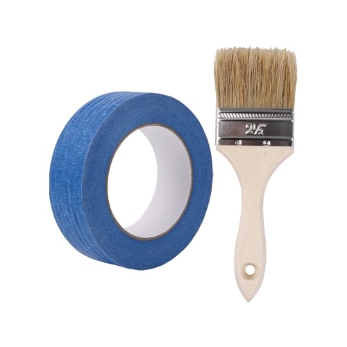 BQLZR Allungare il manico in legno pennello per pittura 6,3 cm con nastro pittore 50yds confezione da 2