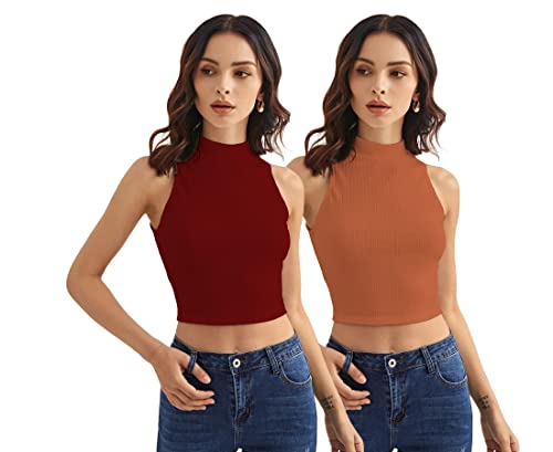 Image of Shasmi Women Crop Top, Ribbed, Stylish Tank Top, Soft and Comfy Fabric has Some Stretch