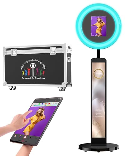 HARZHI Portable Photo Booth Compatible with Ipad, for Ipad Photo Booth Shell Stand Stand Provide Chacktok Photo Booth Software for Party and Wedding, Free Custom Logo, Flight Case