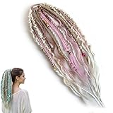 Queue de cheval élastique Salty, extension de cheveux dreadlocks bohème avec perles, coquillages et breloques. Fixation facile en 1 minute par clip. Idéale pour les festivals (F)