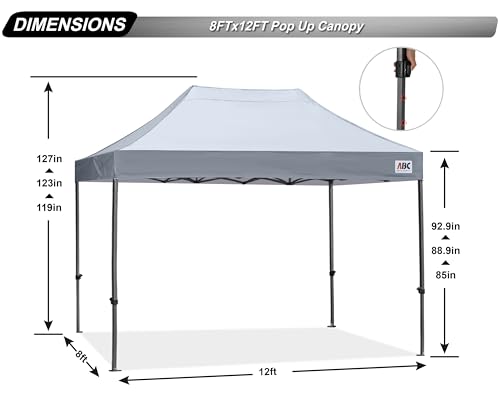 Image of ABCCANOPY Patio Pop Up Canopy Tent 8x12 Commercial-Series (Gray)