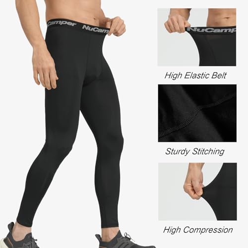 NuCamper Men's Running Leggings,Compression Trousers Base Layer Sports Tights Leggings,Quick Dry Athletic Workout Fitness Basketball Gym Thermal Tight Pants - Image 6