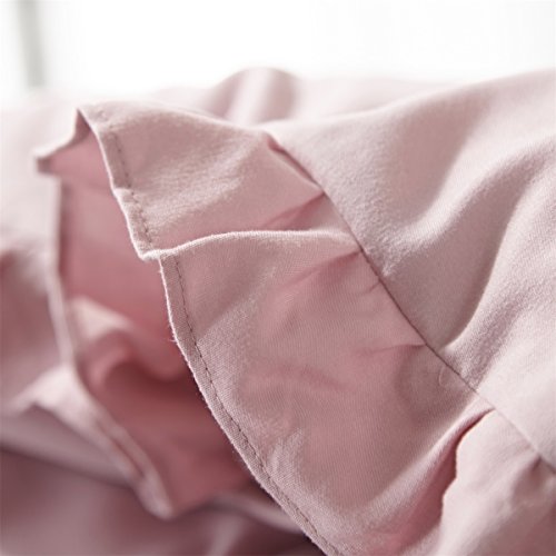 HYPREST Queen Duvet Cover Set - Microfiber Soft Comfortable Durable Ruffled Pink Blush Duvet Cover Bedding Set (Not Including Comforter) - Thumbnail 2