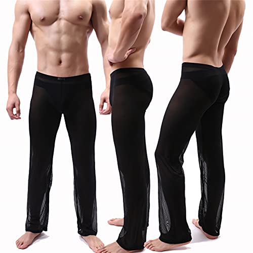 Men's Breathable Slip Sleep Bottoms Casual Trousers Homewear See Through Pajama Pants3